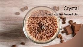  Presentation with protein shake - Theme having glass with chocolate protein shake background and a soft green colored foreground