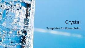  Presentation with cold water - Presentation design with glass with cold water on blue background background and a light blue colored foreground