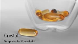  Presentation with oil and gas - Colorful PPT layouts enhanced with glass with fish oil capsules backdrop and a light gray colored foreground