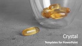  Presentation with oil and gas - Theme having glass with fish oil capsules background and a gray colored foreground
