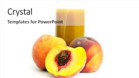  Presentation with juice - Amazing PPT layouts having glass-with-freshly-made-peach backdrop and a white colored foreground