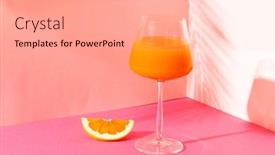  Presentation with beverages - Presentation having glass-with-orange-juice background and a coral colored foreground