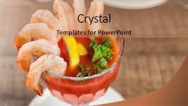  Presentation with shrimp - Slides with glass with shrimp cocktail background and a coral colored foreground