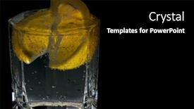  Presentation with water glass - Colorful PPT theme enhanced with glass with soda water and lemon slices on black background backdrop and a black colored foreground
