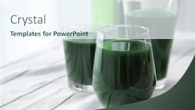  Presentation with spirulina - Amazing theme having glass with spirulina drink on fabric backdrop and a sky blue colored foreground