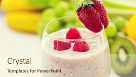  Presentation with healthy food - Amazing presentation having strawberry milk shake and fruit backdrop and a cream colored foreground