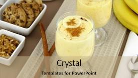  Presentation with dessert - Cool new slides with glass with sweet banana pudding backdrop and a  colored foreground