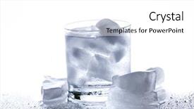  Presentation with water droplets - Slide set consisting of glass with water and ice background and a  colored foreground