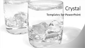  Presentation with water glass - Presentation theme enhanced with glass with water and ice background and a  colored foreground