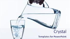 Presentation with water glass - Cool new slide set with glass with water and pitcher backdrop and a sky blue colored foreground