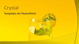  Presentation with beverages - PPT layouts consisting of glass-with-water-lemon background and a light gray colored foreground