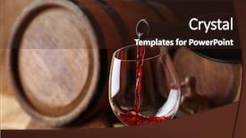  Presentation with bottle red wine - Slides with glass with wooden wine cask background and a wine colored foreground