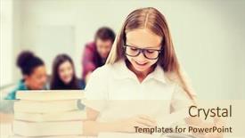  Presentation with education school literature reading - PPT layouts consisting of children glasses - education and school concept background and a  colored foreground