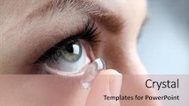  Presentation with vision lens - Slide deck with optical glasses - medicine and vision concept background and a coral colored foreground