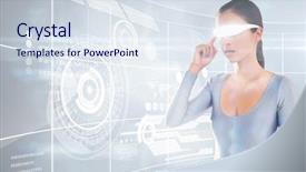  Presentation with futuristic glasses - Colorful PPT layouts enhanced with glasses against futuristic black background backdrop and a sky blue colored foreground