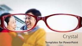  Presentation with older couple - Beautiful PPT layouts featuring glasses against older asian couple on balcony backdrop and a yellow colored foreground