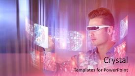  Presentation with liquor and cloud and virtual - Beautiful theme featuring glasses against tables in office backdrop and a coral colored foreground