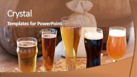  Presentation with brewery - Audience pleasing PPT theme consisting of glasses and bag with malt backdrop and a tawny brown colored foreground