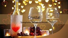  Presentation with valentine - Beautiful PPT layouts featuring glasses and bottle of wine backdrop and a coral colored foreground