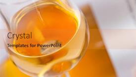  Presentation with bottles - Amazing PPT theme having glasses-and-bottles-with-orange backdrop and a gold colored foreground