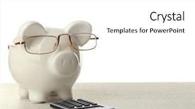  Presentation with accounting financial bank banking account - Theme having glasses and calculator on white background and a white colored foreground