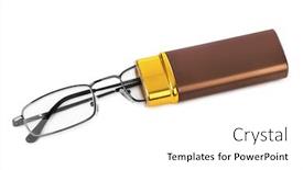  Presentation with case - Slides having glasses-and-case-isolated background and a white colored foreground