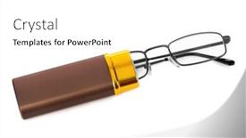  Presentation with case - Audience pleasing presentation theme consisting of glasses-and-case-isolated backdrop and a white colored foreground