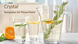  Presentation with water jug - Presentation theme with glasses and jug with fresh background and a lemonade colored foreground