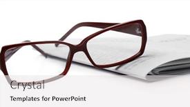  Presentation with newspapers - Beautiful PPT theme featuring glasses and newspapers close-up backdrop and a white colored foreground