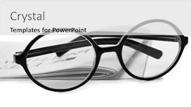  Presentation with newspapers - PPT layouts consisting of glasses and newspapers close-up background and a light gray colored foreground