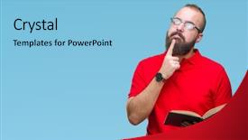  Presentation with book glasses - Colorful slide set enhanced with glasses and reading a book backdrop and a light blue colored foreground