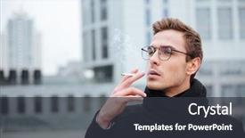  Presentation with cool - PPT theme enhanced with glasses and warm clothes smoking background and a dark gray colored foreground