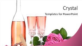  Presentation with pink sparkle - Colorful presentation theme enhanced with glasses bottle and pink rose backdrop and a white colored foreground