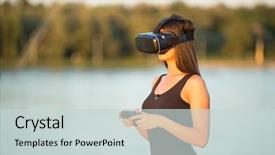  Presentation with virtual reality rehabilitation - Amazing slide deck having glasses device nature outdoors background backdrop and a lemonade colored foreground