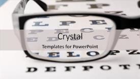  Presentation with eye - Audience pleasing PPT theme consisting of glasses on eye chart close backdrop and a light gray colored foreground