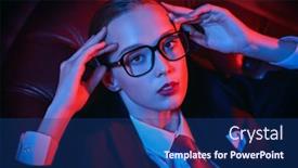  Presentation with luxury fashion - PPT theme enhanced with glasses-fashion-beautiful-confident-lady background and a ocean colored foreground