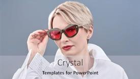  Presentation with fashion - PPT theme consisting of glasses-fashion-portrait and a sky blue colored foreground
