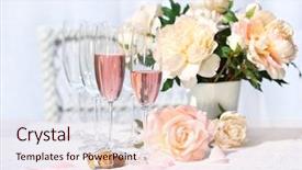  Presentation with two glasses of champagne - Presentation theme consisting of glasses filled with pink champagne background and a lemonade colored foreground