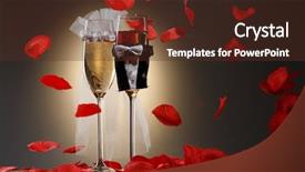  Presentation with champagne - Audience pleasing presentation theme consisting of glasses for newlyweds with red backdrop and a tawny brown colored foreground