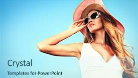  Presentation with beautiful flower elegant - Slides enhanced with glasses glamour - beautiful young woman in elegant background and a cool aqua colored foreground