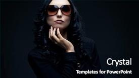  Presentation with tint sunglasses - Colorful PPT theme enhanced with glasses glamour - gorgeous brunette wearing sunglasses posing backdrop and a black colored foreground