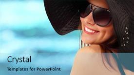  Presentation with girl scouts explorer summer - Slides enhanced with glasses glamour - summer teen girl cheerful background and a light blue colored foreground