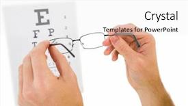  Presentation with eye - PPT theme with sense sight - glasses held up to read background and a white colored foreground