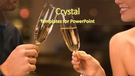  Presentation with restaurant toasting - Cool new slides with glasses in a luxury restaurant backdrop and a tawny brown colored foreground