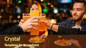  Presentation with raising the bar - Presentation design consisting of food competition - fun company raised their glasses background and a tawny brown colored foreground