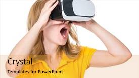  Presentation with virtual reality rehabilitation - Slides with glasses isolated on white background background and a gold colored foreground