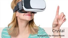  Presentation with virtual reality - Colorful theme enhanced with glasses isolated on white background backdrop and a coral colored foreground