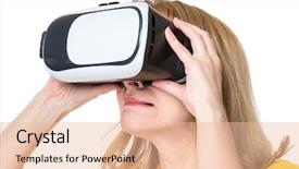  Presentation with virtual reality - PPT theme having glasses isolated on white background background and a lemonade colored foreground