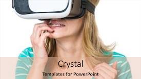  Presentation with virtual reality - Slide set featuring glasses isolated on white background background and a coral colored foreground