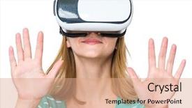  Presentation with virtual reality - Presentation consisting of glasses isolated on white background background and a coral colored foreground